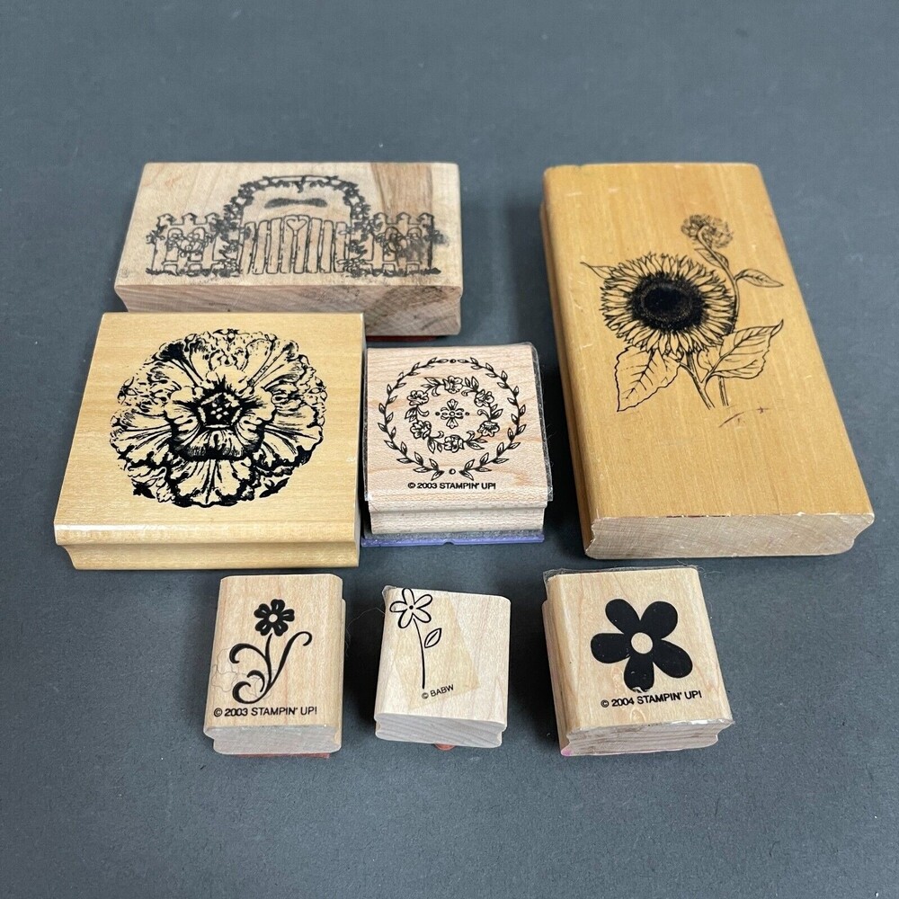 Anita's Stampin Up! and Other Brands Flowers Garden Rubber Stamps Lot of 7 - Picture 2 of 4